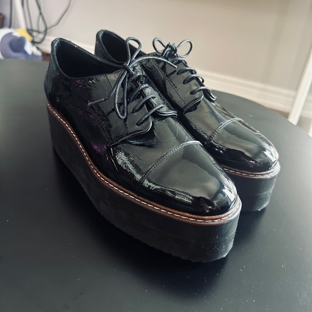 *sold* L’INTERVALLE Glossy Black Platform Oxfords with Chunky Sole
